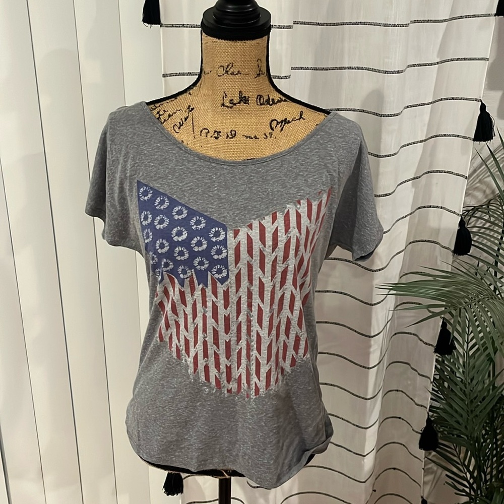 3/$20 Copper Key grey American flag top. Adorable sexy open back